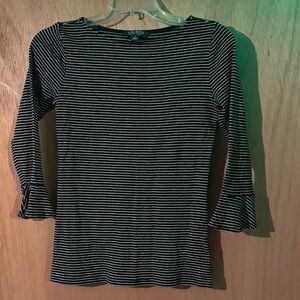 Ralph Lauren Black and White Striped Long Sleeve Top